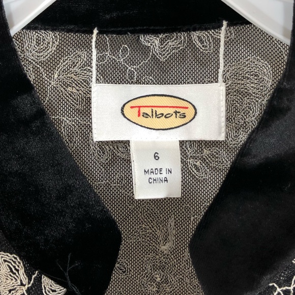 Talbots Shirt Jacket Sheer Floral Button Front Black 3/4 Sleeve Top Size - Picture 6 of 9